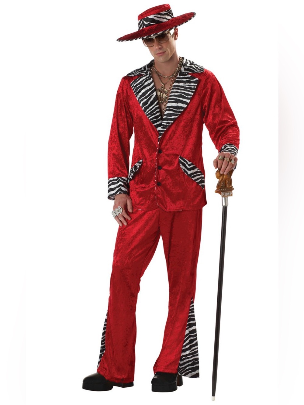 Red & Zebra Print Men Costume, Men Size XL, Jacket, Pants and Hat,a popular 1970